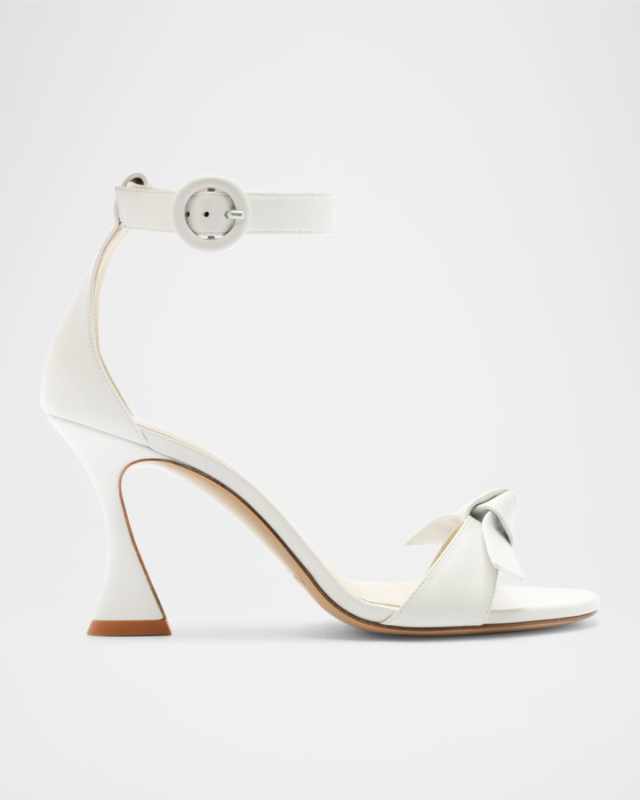 Clarita Leather Bow Ankle-Strap Sandals